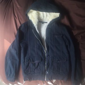 Marc Jacobs Navy Zipper Hoodie with Fleece Lining